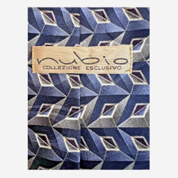 Abstract Men's Tie By Nubio Collezione Esclusivo 100% Silk Blue/Gray/Maroon 3D - Picture 5 of 5
